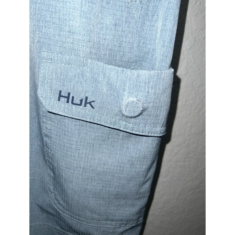 Huk Performance Shorts Men XXL Blue Utility Pockets Fishing Next Level Stretch